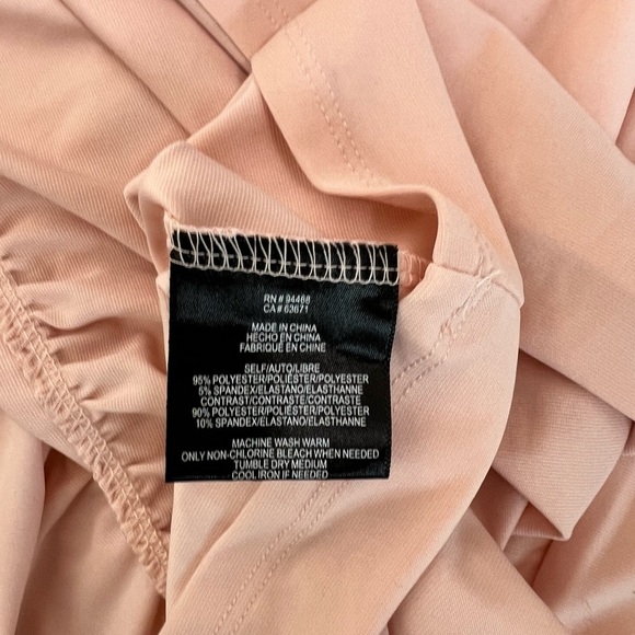 BCBG Paris Women's Knit Eyelet Puff Sleeve Tiered Dress Light Pink Size Medium - Picture 10 of 11